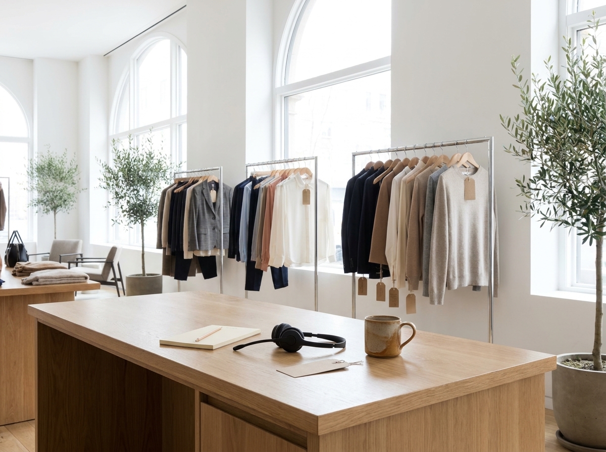 Support desk overlooking the boutique floor